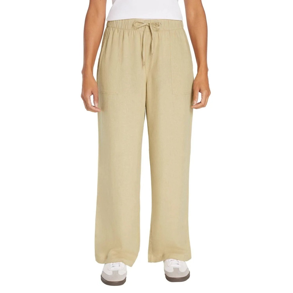 Gap Linen Blend Wide Leg Drawstring Pants Beige Pull-On Size Medium‎